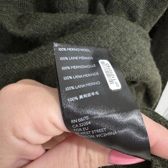 Anthropologie Dark Green Boxy Cropped Merino Wool Pullover Sweater Women’s M - Picture 5 of 11